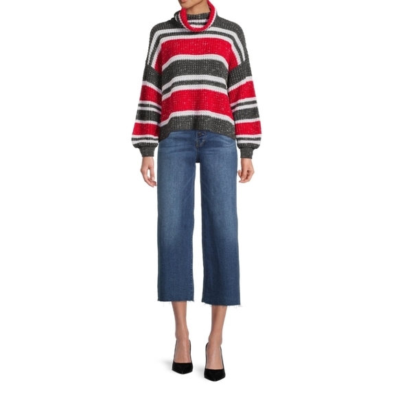 Time AND True Women's Wide Leg Crop Jeans- Standard and Plus Size - Picture 3 of 6